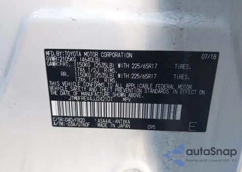 2018 Toyota Rav4 Le from USA, damaged, VIN JTMBFREV4JJ242107